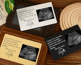 Portafoglio in metallo con foto dell'ecografia, inserto per ecografia nel portafoglio, regalo per la gravidanza, regalo per il neo papà, regalo per il futuro papà, regalo per la prima festa del papà