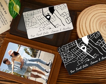 Custom Map Wallet Card, City Map Metal Wallet Card, Location Map Keepsake For Boyfriend, Romantic Gift For Him Her, Couples Anniversary Gift