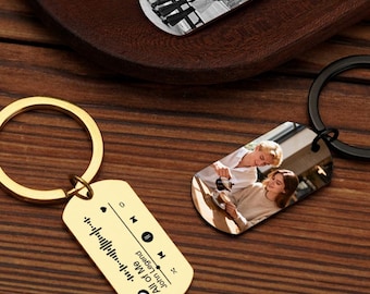 Custom Photo Keychain, Music Player Design, Metal Key Ring, Personalized Gift