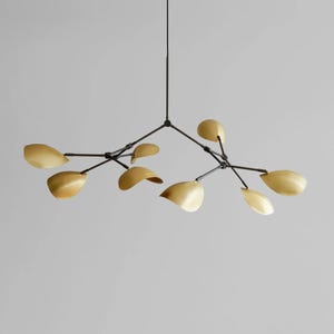 Mid Century Sputnik Chandelier: Brushed Brass 8-Arm Stilnovo Style