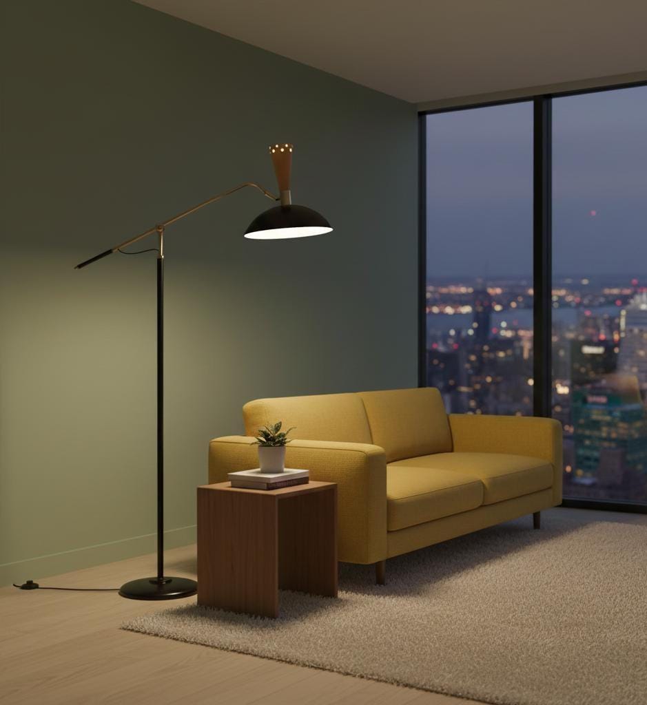 Handmade Brass Mid-Century Modern Floor Lamp Stilnovo Style