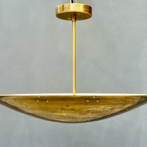 Raw Brass Sputnik Chandelier: Mid Century Modern Perforated Ceiling Light