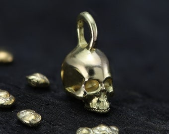 Solid 18 Carat Tiny Skull Necklace, Made in Scotland