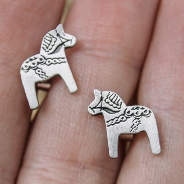 Silver horse earrings