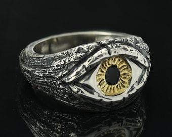 Eye Sterling Silver and 24k Gold ring