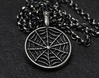 Spider web sterling silver necklace