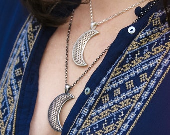 Crescent moon necklace, half moon