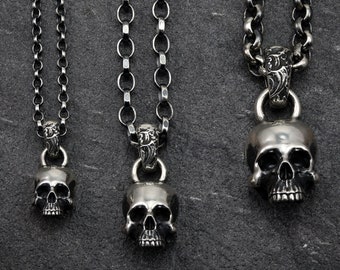 Sterling silver skull pendant necklace