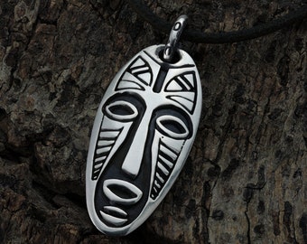 Sterling Silver Warrior Mask Pendant Necklace