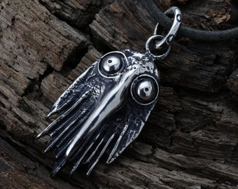 Sterling Silver Raven Amulet, oddities and curiosities