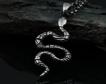 Collar Sterling Snake, collar de serpiente para hombre, collar de serpiente de plata, colgante de serpiente de plata