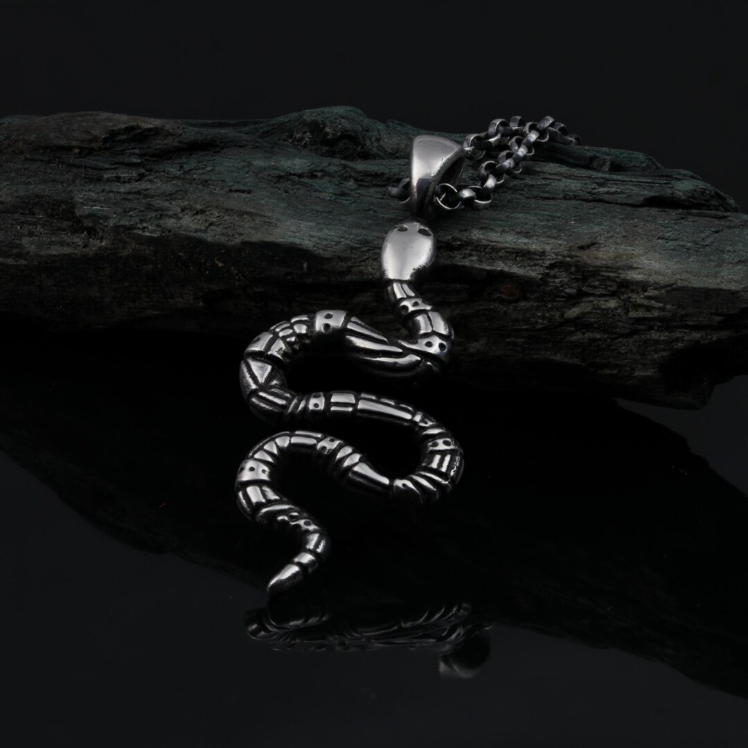 Sterling Snake Necklace, Snake Necklace for Men, Snake