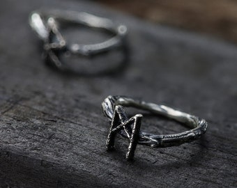 Rune Twig Ring, Sterling Silver