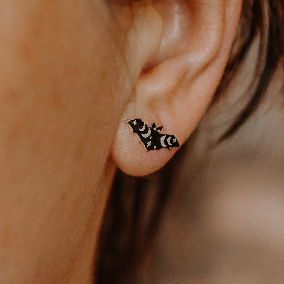 Silver Bat Earrings - Etsy