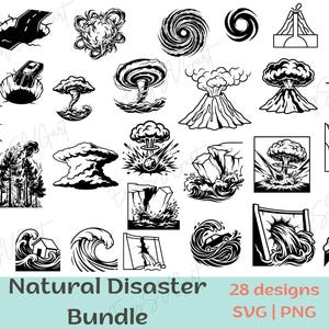 Ultimate Natural Disaster SVG Bundle | 28 Designs | Volcano, Tsunami, Earthquake, Tornado, Wildfire | Vector Clipart for Cricut & Print