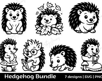 Cute Hedgehog SVG Bundle – Adorable Woodland Animal Clipart Set | Fall Forest PNG for Cricut Crafts & Kids Decor