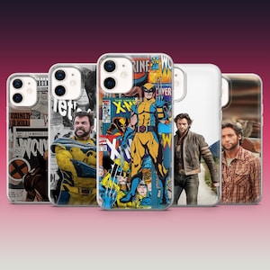 Wolverine Coque de portable Logan Superhero Cover pour iPhone 16 Pro, 15, 14, 13, 12, 11, Samsung S25, S24, S23, A56, A36, A16, Pixel 9Pro, 8, 7