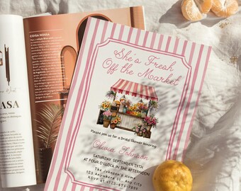 Vintage Fresh Off The Market Bridal Shower Invitation Editable Canva Template Farmers Market Wedding Shower Invite Flower Shop Bridal Brunch