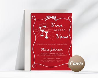 Editable Vino Before Vows Bridal Shower Invite Whimsical Bridal Shower Wine Bachelorette Weekend Invitation For Bridal Weekend Wine Party