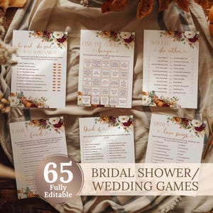 Fall Bridal Shower Games Bundle Printable Editable Bachelorette Games Bundle Printable Wedding Game Bundle Autumn Wedding Shower Game Bundle