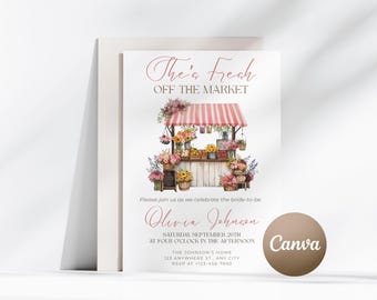 Fresh Off the Market Bridal Shower Invitation Template Editable She's Off the Market Bridal Shower Invitation Template Farmers Market Invite