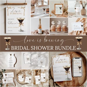 Love is Brewing Bridal Shower Bundle Games Espresso Martini Party Decoration for Coffee Lovers Party Decor Coffee Bridal Shower Favor Unique