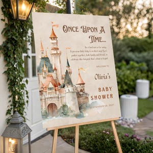 Once Upon A Time Baby Shower Welcome Sign Template Editable Vintage Baby Shower Decor Storybook Door Entrance Decor Classic Fairytale Sign