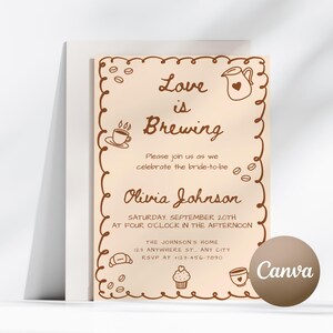 Coffee Bridal Shower Invitation Love is Brewing Bridal Shower Invitation Template Bachelorette Party Invite Espresso Bridal Shower Invite