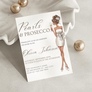 Modern Bridal Shower Invite Template Bridal Shower Invitation Template Elegant Bridal Shower Invitation Template Pearls and Prosecco Invite
