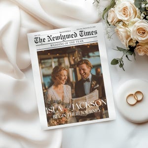 Large Newspaper Wedding Program Newlywed Wedding Newspaper Template Wedding Ceremony Newspaper Program Canva Template Wedding Invitation