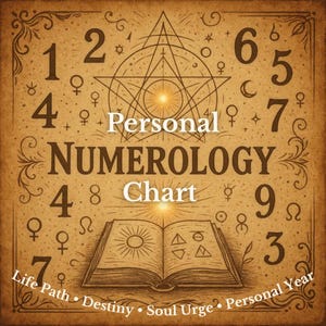 Personalisierte Numerologie Diagramm PDF, Lebensweg, Seelendringlichkeit, Schicksal, persönliche Jahreslesung, psychische Anleitung, digital & druckbar