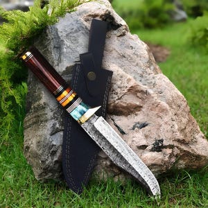 Personalized Steel Hunting Knife, Full Tang Knife W/Leather Sheath | Outdoor Gift, Gift for Outdoorsman, Father&#39;s Day, Birthday, Anniversary