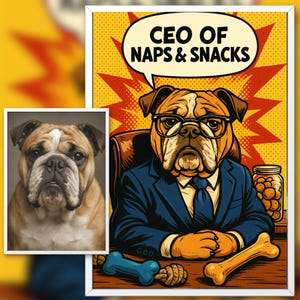 Portrait d'animal de compagnie personnalisé dans un style bande dessinée pop art - chien, chat ou n'importe quel animal - oeuvre d'art numérique amusante à partir d'une photo - cadeau à imprimer