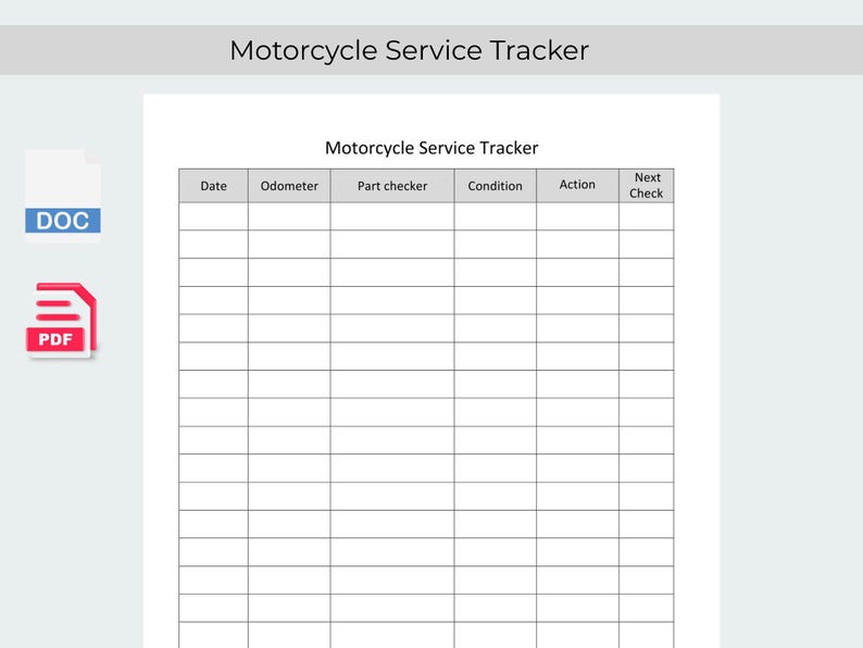 Servicetracker Pdf Motorcycle Service Log | Bike Maintenance Tracker (editable PDF & DOC ...
