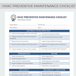 Refrigeration Checklist.pdf HVAC Preventive Maintenance Checklist | HVAC Inspection Form | Service ...