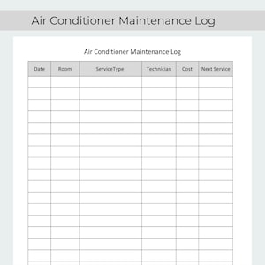 HVAC Maintenance Log Template: AC Service Record (Editable pdf & Word Download, A4/US Letter Sizes)