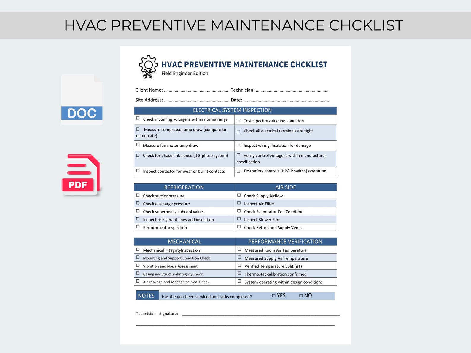 Hvac Inspection Report.pdf HVAC Preventive Maintenance Checklist | HVAC Inspection Form | Service ...