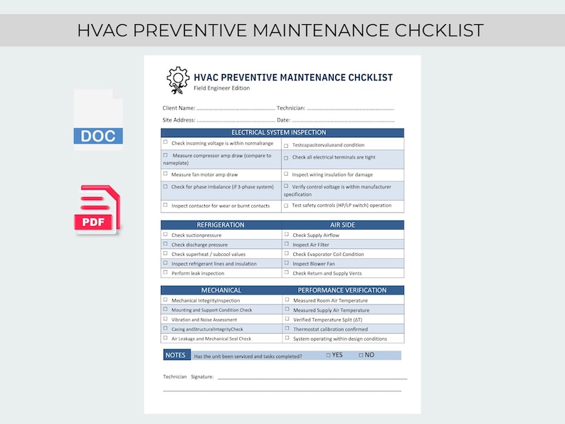 Refrigeration Checklist.pdf HVAC Preventive Maintenance Checklist | HVAC Inspection Form | Service ...