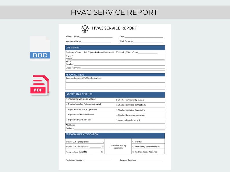 Hvac Inspection Report.pdf HVAC Service Report Template | PDF & Word Format | HVAC Maintenance ...