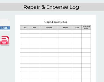 Registro de reparaciones y mantenimiento / Registro de servicio del equipo (PDF, DOC)