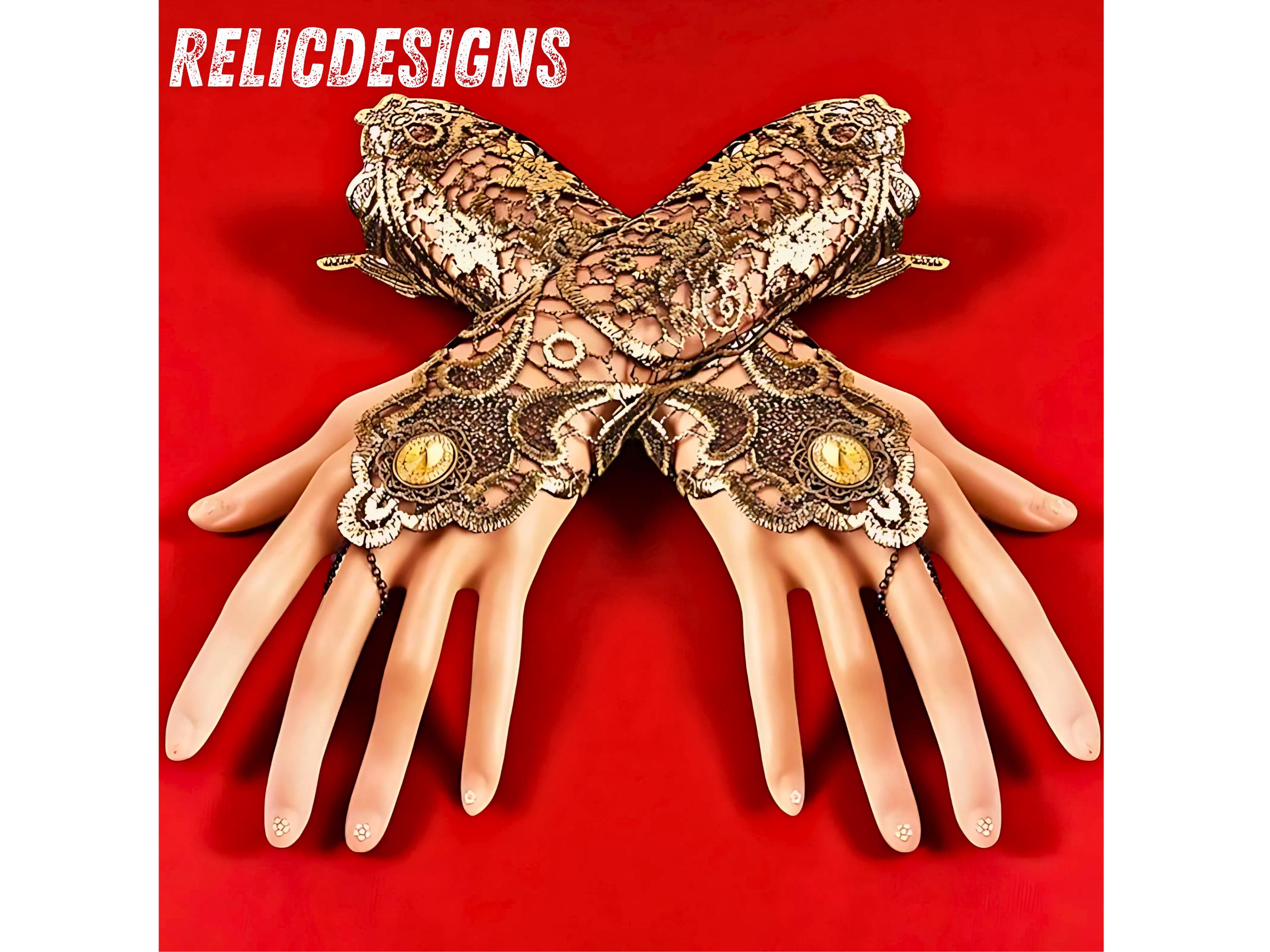 Golden Beads Bridal Gloves, Fingerless Lace Gloves, Cosplay Gothic Gloves, Elegant Lace Gloves, Embroidered Lace Gloves