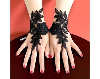 Guantes cortos de novia, elegantes guantes de encaje, guantes de boda con lentejuelas blancas, guantes de novia para boda, guantes de encaje sin dedos, regalo para ella.