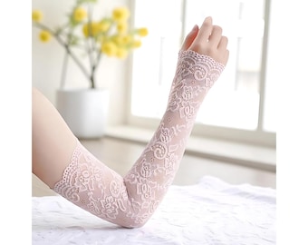 Manchettes de protection solaire, Manches longues, Manchettes élégantes en dentelle, Manchettes en résille, Protège-poignets pour femme, Gants de conduite d'extérieur