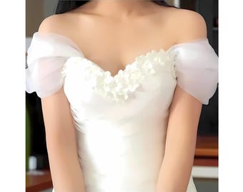Removable Sleeves, Detachable Wedding Dress Straps, Wedding Sleeves Tulle, Bridal Sleeves, Off-shoulder Sleeves, Gift for Bride