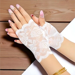 Half Finger Fishnet Gloves, Summer Fingerless Gloves, Ladies Evening Gloves, Half Finger Gloves, Comfortable Bridal Gloves, Lace Gloves