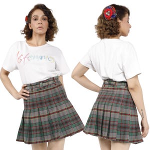 Custom Tartan Plaid Mini Skirt with Belt – High Waist Pleated Celtic Style for Women Girls Plus Size Petite Festive Casual Outfits