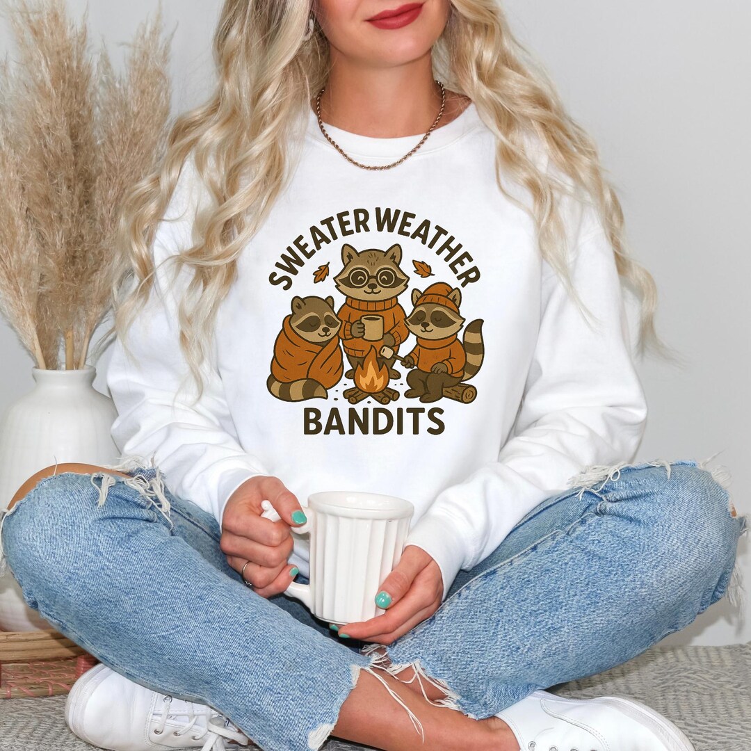 Cozy Fall Raccoons PNG: Sweater Weather Campfire (digital Download - Etsy