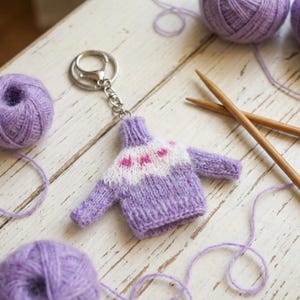 Handmade Mohair Knit Sweater Keychain, Nordic Bag Charm