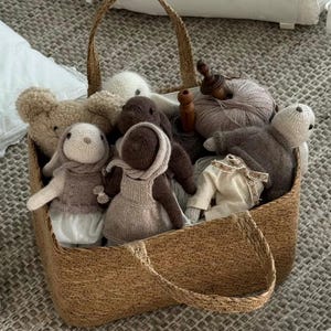 Hand-Knitted adorable Bunny Doll with Clothes and Shoes Soft Plush Animal Toy Handmade Stuffed Rabbit Easter Gift Nursery baby birthday