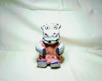 Hippo, handmade ceramic whimsical figurine